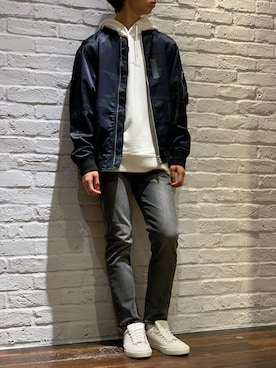 「RED CARD TOKYO（レッドカード）のアイテム」を使った、SHOYAさん（メンズ・173cm）の秋コーディネート