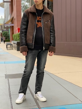 「RED CARD TOKYO（レッドカード）のアイテム」を使った、SHOYAさん（メンズ・173cm）の冬コーディネート