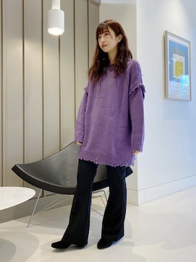 「BeAMS DOT（ビームスドット）のアイテム（スラックス）」を使った、BeAMS DOTさん（レディース・156cm）の秋コーディネート