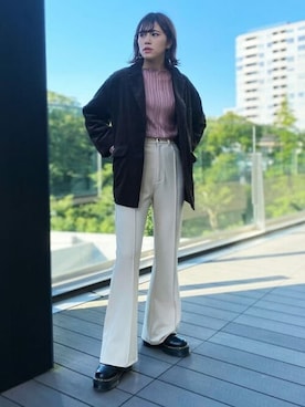 「BeAMS DOT（ビームスドット）のアイテム（スラックス）」を使った、BeAMS DOTさん（レディース・160cm）の秋コーディネート