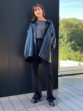 「BEAMS」｜「アイテム（ライダースジャケット）」を使った、BeAMS DOTさん（レディース・160cm）の秋コーディネート