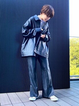 「BEAMS」｜「アイテム（ライダースジャケット）」を使った、BeAMS DOTさん（レディース・160cm）の秋コーディネート