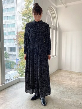 「着やせコーデ」｜BeAMS DOTさん（レディース・158cm）の冬コーディネート