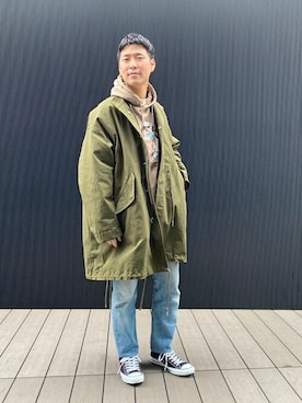 「BeAMS DOT（ビームスドット）のアイテム（モッズコート）」を使った、BeAMS DOTさん（メンズ・173cm）の冬コーディネート