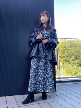 「BEAMS」｜「アイテム（ライダースジャケット）」を使った、BeAMS DOTさん（レディース・156cm）の冬コーディネート