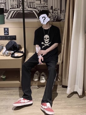 「VANS（バンズ）のアイテム（シューズ、ピンク系）」を使った、折原临也さん（メンズ・168cm）の夏コーディネート