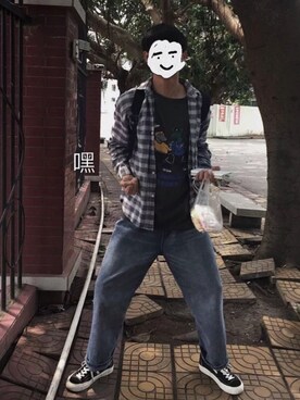 「CONVERSE（コンバース）のCONVERSE ONE STAR J (BLACK/WHITE)（スニーカー、ブラック系）」を使った、折原临也さん（メンズ・168cm）の秋コーディネート