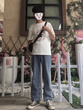 「CONVERSE（コンバース）のALL STAR 100 GORE-TEXR HI/オールスター 100 ゴアテックス HI（スニーカー、ホワイト系）」を使った、折原临也さん（メンズ・168cm）の秋コーディネート