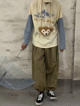 「CONVERSE（コンバース）のCONVERSE / ONE STAR J SUEDE（スニーカー、ブラック系）」を使った、折原临也さん（メンズ・168cm）の秋コーディネート