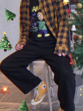 折原临也さん（メンズ・168cm）の冬コーディネート