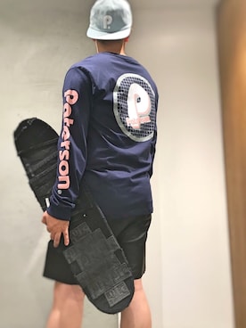 「B'2nd（ビーセカンド）のアイテム（キャップ）」を使った、あかおさん（メンズ・171cm）の夏コーディネート