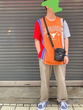 「B'2nd（ビーセカンド）のアイテム（バッグ）」を使った、あかおさん（メンズ・170cm）の夏コーディネート