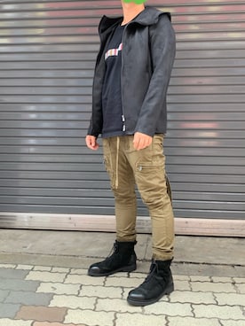 「OURET（オーレット）のアイテム（パーカー）」を使った、あかおさん（メンズ・171cm）の秋コーディネート