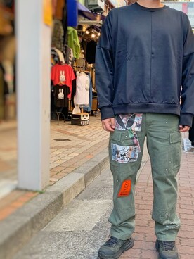 「OURET（オーレット）のアイテム（スウェット）」を使った、あかおさん（メンズ・171cm）の春コーディネート
