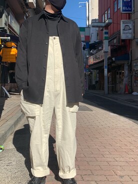 「ISAMU KATAYAMA BACKLASH（イサムカタヤマバックラッシュ）のアイテム（シャツ/ブラウス）」を使った、あかおさん（メンズ・171cm）の冬コーディネート
