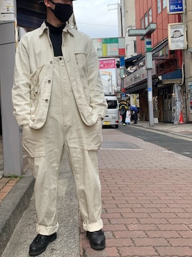 「Rinajour（リナジュール）のアイテム（パンツ）」を使った、あかおさん（メンズ・171cm）の冬コーディネート