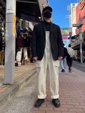 「Rinajour（リナジュール）のアイテム（パンツ）」を使った、あかおさん（メンズ・171cm）の冬コーディネート