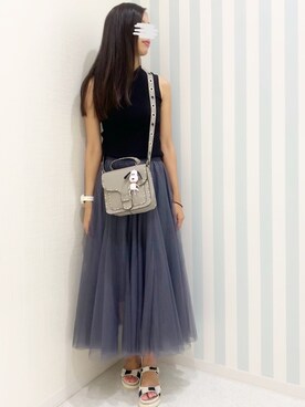 yurie♡さんの「[低身長サイズ有]チュールロングスカート」を使ったコーディネート