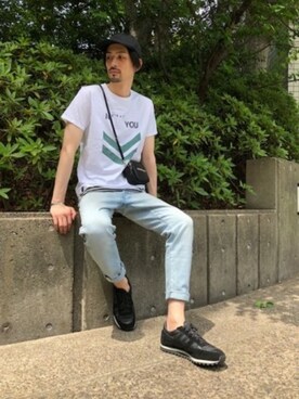 「5351 POUR LES HOMMES（ゴーサンゴーイチプールオム）のアイテム（帽子）」を使った、MA-NAさん（メンズ・187cm）の春コーディネート