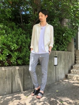 「5351 POUR LES HOMMES（ゴーサンゴーイチプールオム）のアイテム（サンダル）」を使った、MA-NAさん（メンズ・187cm）の夏コーディネート