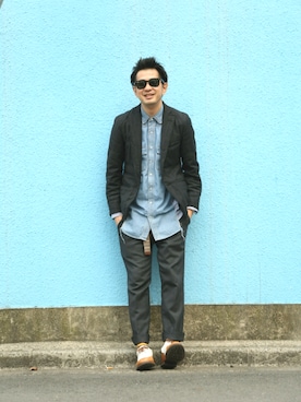 「nonnative（ノンネイティブ）のアイテム（スラックス）」を使った、n@oyaさん（メンズ・174cm）の春コーディネート