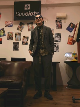 「Subciety（サブサエティ）のアイテム（帽子）」を使った、n@oyaさん（メンズ・174cm）の春コーディネート