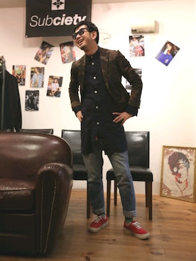 「A（エィス）のアイテム（ジャケット/アウター）」を使った、n@oyaさん（メンズ・174cm）の春コーディネート