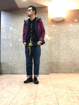 「ロールアップ」｜「アイテム（マウンテンパーカー）」を使った、n@oyaさん（メンズ・174cm）の秋コーディネート