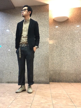 「nonnative（ノンネイティブ）のアイテム（スラックス）」を使った、n@oyaさん（メンズ・174cm）の秋コーディネート