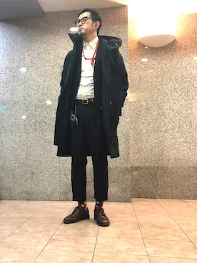 「コート」｜「アイテム（MA-1）」を使った、n@oyaさん（メンズ・174cm）の冬コーディネート