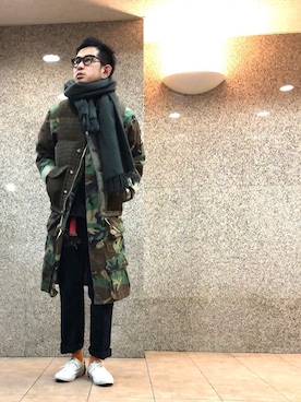 「コート」｜「アイテム（MA-1）」を使った、n@oyaさん（メンズ・174cm）の冬コーディネート