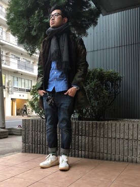 「MARK MCNAIRY（マークマクナイリー）のアイテム（その他アウター）」を使った、n@oyaさん（メンズ・174cm）の冬コーディネート