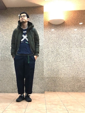 「nonnative（ノンネイティブ）のアイテム（ダウンジャケット/コート）」を使った、n@oyaさん（メンズ・174cm）の春コーディネート