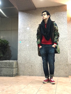「MARK MCNAIRY（マークマクナイリー）のアイテム（その他アウター）」を使った、n@oyaさん（メンズ・174cm）の春コーディネート