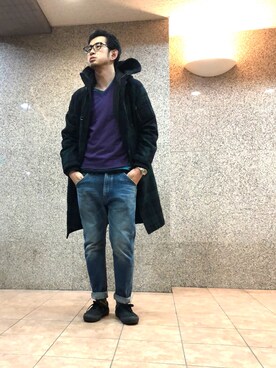 「ロールアップ」｜「アイテム（MA-1）」を使った、n@oyaさん（メンズ・174cm）の春コーディネート