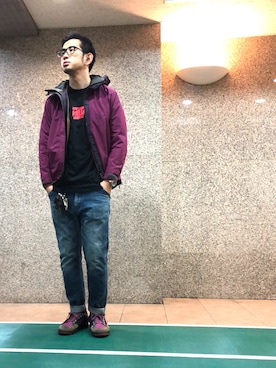 「ロールアップ」｜「アイテム（マウンテンパーカー）」を使った、n@oyaさん（メンズ・174cm）の春コーディネート