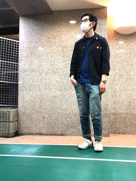 「ロールアップ」｜「アイテム（カバーオール）」を使った、n@oyaさん（メンズ・174cm）の春コーディネート