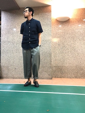 「417 EDIFICE（フォーワンセブンエディフィス）のアイテム（スラックス）」を使った、n@oyaさん（メンズ・175cm）の夏コーディネート