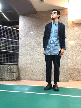 「417 EDIFICE（フォーワンセブンエディフィス）のアイテム（スラックス）」を使った、n@oyaさん（メンズ・175cm）の夏コーディネート