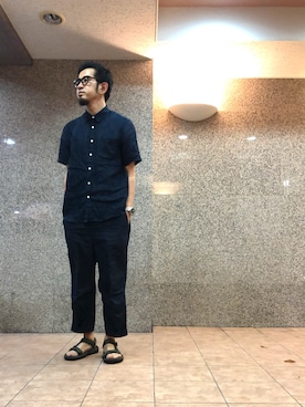 「BASISBROEK（バシスブルック）のアイテム（その他パンツ）」を使った、n@oyaさん（メンズ・175cm）の夏コーディネート