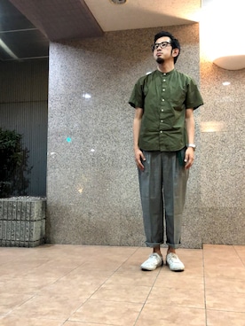 「417 EDIFICE（フォーワンセブンエディフィス）のアイテム（スラックス）」を使った、n@oyaさん（メンズ・174cm）の夏コーディネート
