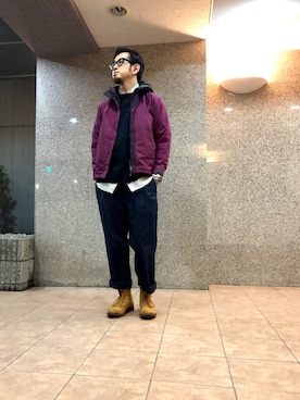 「ロールアップ」｜「アイテム（マウンテンパーカー）」を使った、n@oyaさん（メンズ・174cm）の冬コーディネート