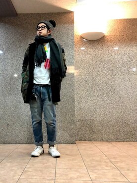 「MARK MCNAIRY（マークマクナイリー）のアイテム（その他アウター）」を使った、n@oyaさん（メンズ・174cm）の冬コーディネート