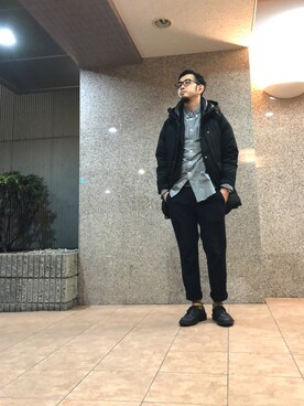 「417 EDIFICE（フォーワンセブンエディフィス）のアイテム（スラックス）」を使った、n@oyaさん（メンズ・174cm）の冬コーディネート