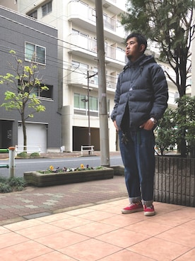 「TOPSHOP（トップショップ）のアイテム（Tシャツ/カットソー）」を使った、n@oyaさん（メンズ・174cm）の冬コーディネート