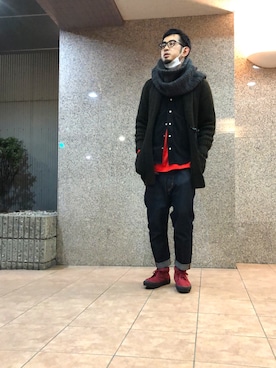 「LEE×NU（リーナノユニバース）のアイテム」を使った、n@oyaさん（メンズ・174cm）の冬コーディネート