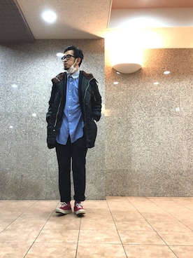 「417 EDIFICE（フォーワンセブンエディフィス）のアイテム（スラックス）」を使った、n@oyaさん（メンズ・174cm）の春コーディネート