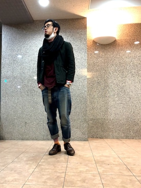 「LEE×NU（リーナノユニバース）のアイテム」を使った、n@oyaさん（メンズ・174cm）の春コーディネート