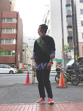 「LEE×NU（リーナノユニバース）のアイテム」を使った、n@oyaさん（メンズ・174cm）の春コーディネート