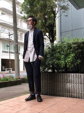 「417 EDIFICE（フォーワンセブンエディフィス）のアイテム（スラックス）」を使った、n@oyaさん（メンズ・174cm）の夏コーディネート